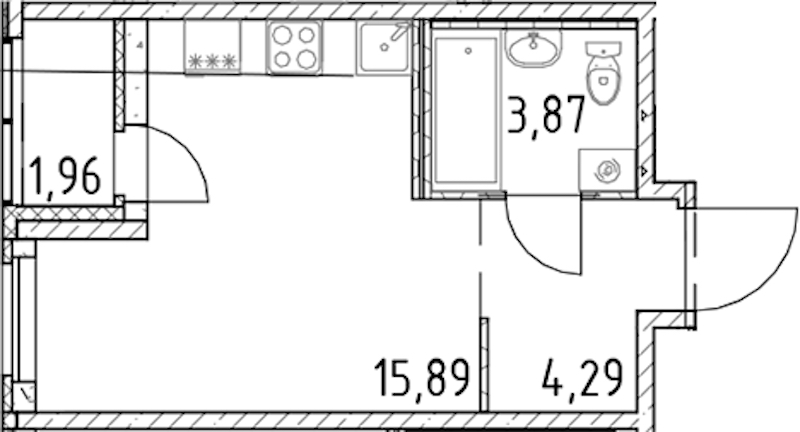 Квартира студия 24.05 м², 4/17 эт., ЖК «Город Первых»